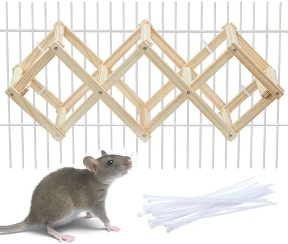kiln-dried-wood-rat-climb-toy-hanging-cage-ladder-activity-m-1pc-natural-rat-cage-bridge-multiple-openings-directional-ramps-offer-challenges-to-satisfy-rats-instincts-for-explore-play