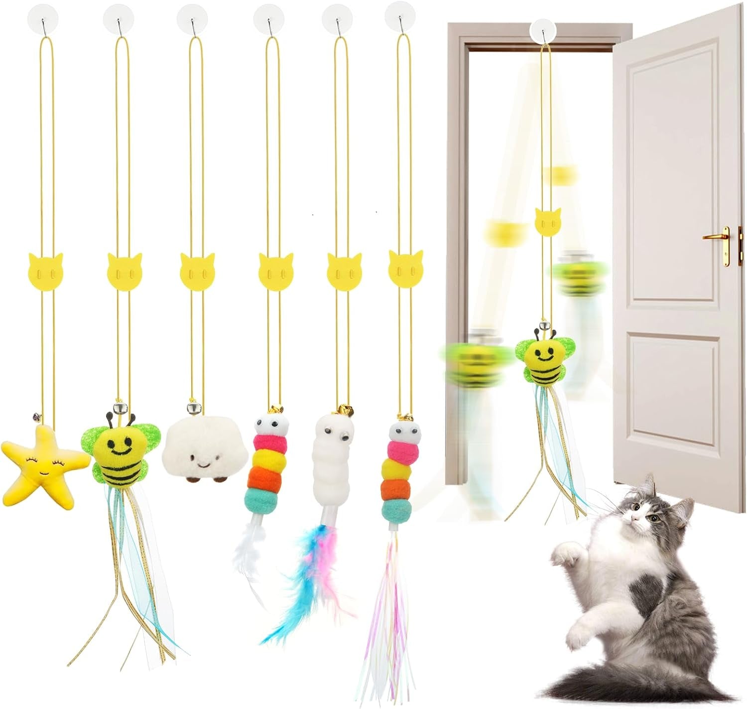 jiaron-6-pcs-interactive-cat-feather-toys-indoor-hanging-retractable-cat-toy-self-play-toys-make-fun-excecise