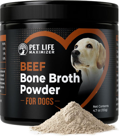 Beef Bone Broth for Dogs - High Protein Human Grade Food Topper for Joint, Bone, Immune, Digestive, Skin & Coat Support - Single Ingredient Dog Bone Broth, Unflavored Powder for All Ages & Breeds1