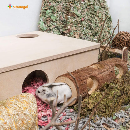 Niteangel Natural Wooden Hamster Mouse Tunnel Tube Toy Forest Hollow Tree Trunk3