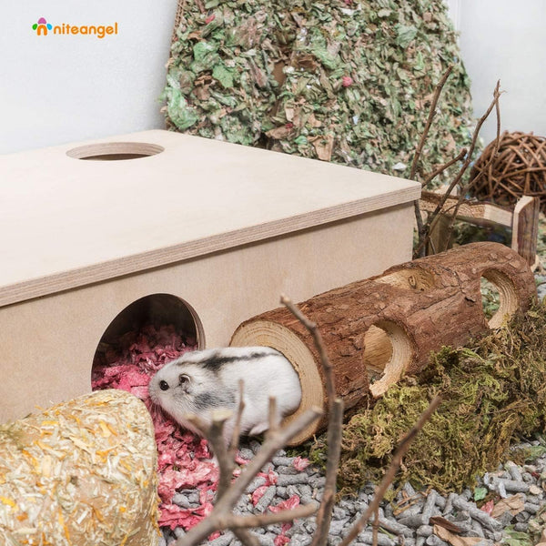 Niteangel Natural Wooden Hamster Mouse Tunnel Tube Toy Forest Hollow Tree Trunk3