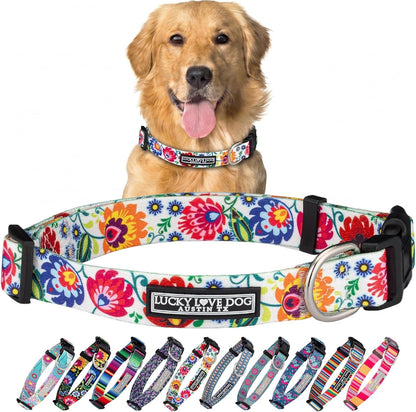 Lucky Love Dog - Easy Click Buckle Dog Collar with Leash Set Combo, Durable & Comfortable for Male & Female Dogs, Pet Collar for Medium Dogs, Secure Fit - Blackbird Combo, Medium90