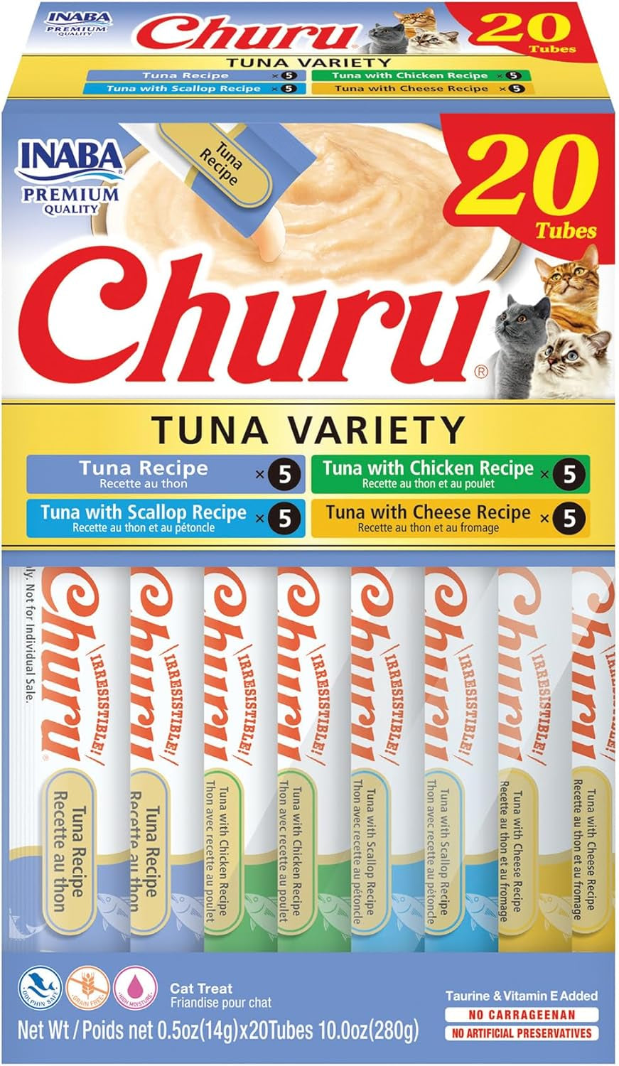 inaba-churu-cat-treats-lickable-squeezable-creamy-puree-cat-treat-with-green-tea-extract-taurine-0-5-ounces-each-tube-40-tubes-tuna-variety-box