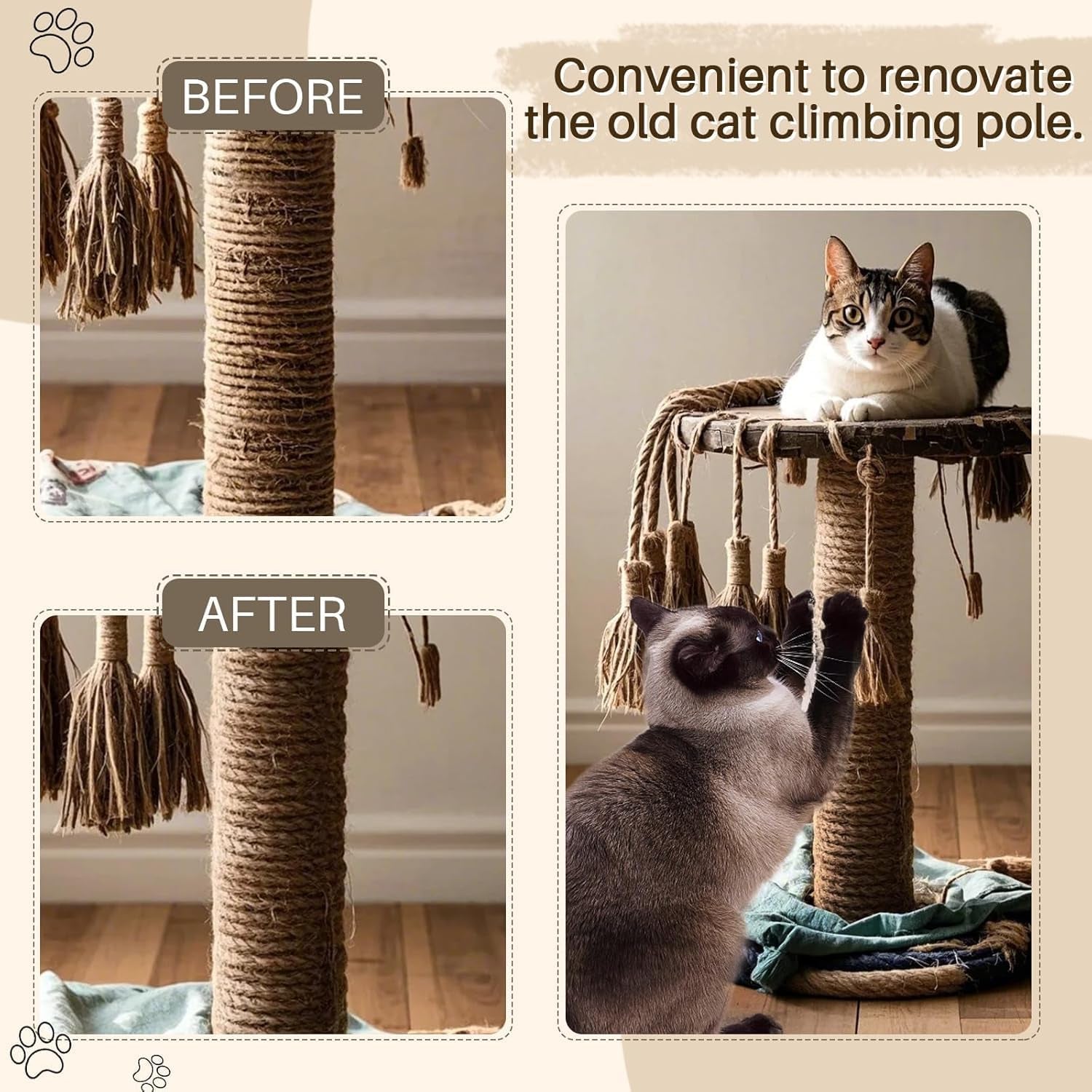 sisal-rope-for-cat-scratcher-1-4-100-ft-cat-tree-twine-for-repairing-cat-scratching-post-replacement-diy-hemp-rope-for-carpet-mat-pet-and-crafts-gardening-home-decorating