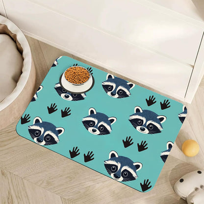 Marble Dog Cat Food Mat,Blue Teal Turquoise Gold Absorbent Pet Feeding Mat with Rubber Backing,Non-Slip Water Bowl Placemat,Indoor Pet Accessories Supplies 12"X20"26