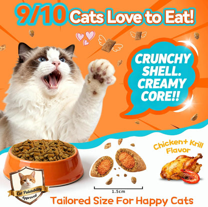 Hairball Treatment for Cats – 500 Crunchy & Creamy Hairball Treats for Cats – Indoor Feline Digestion Formula for Hairball Control, Cat Hairball Remedy & Digestive Support, Chicken & Krill Flavor2