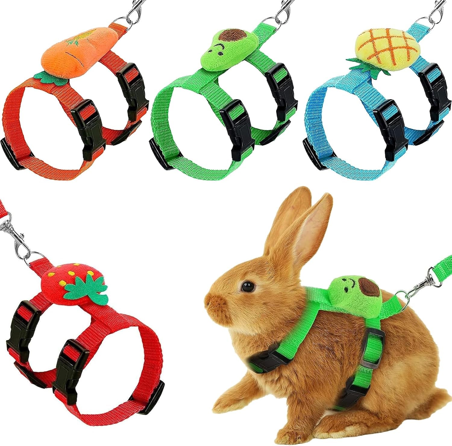 4-sets-adjustable-bunny-rabbit-harness-and-leash-set-small-pet-cute-vest-harness-leash-ferret-harness-guinea-pig-harness-ferret-leash-with-decorations-for-bunny-kitten-puppy-small-pets