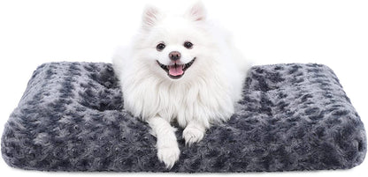 KSIIA Washable Dog Bed Deluxe Plush Dog Crate Beds Comfy Kennel Pad Anti-Slip Pet Sleeping Mat for Large, Jumbo, Medium, Small Dogs Breeds, 35" X 23", Gray22