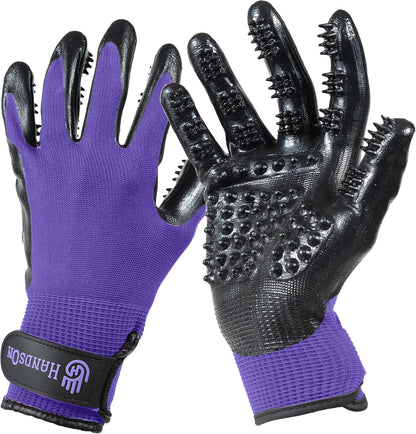 H Handson Pet Grooming Gloves - Patented #1 Ranked, Award Winning Shedding, Bathing, & Hair Remover Gloves - Gentle Brush for Cats, Dogs, and Horses (Black, Medium)12