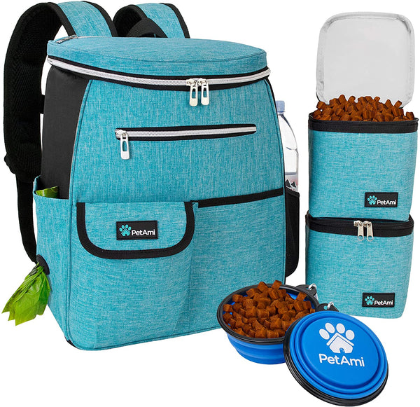 Petami Dog Travel Bag Backpack, 27L Airline Approved Pet Supplies Organizer with 2 Food Containers, 2 Collapsible Bowls & Poop Bag Dispenser, Weekend Road Trip Camping Dog Mom Gift, Purple11