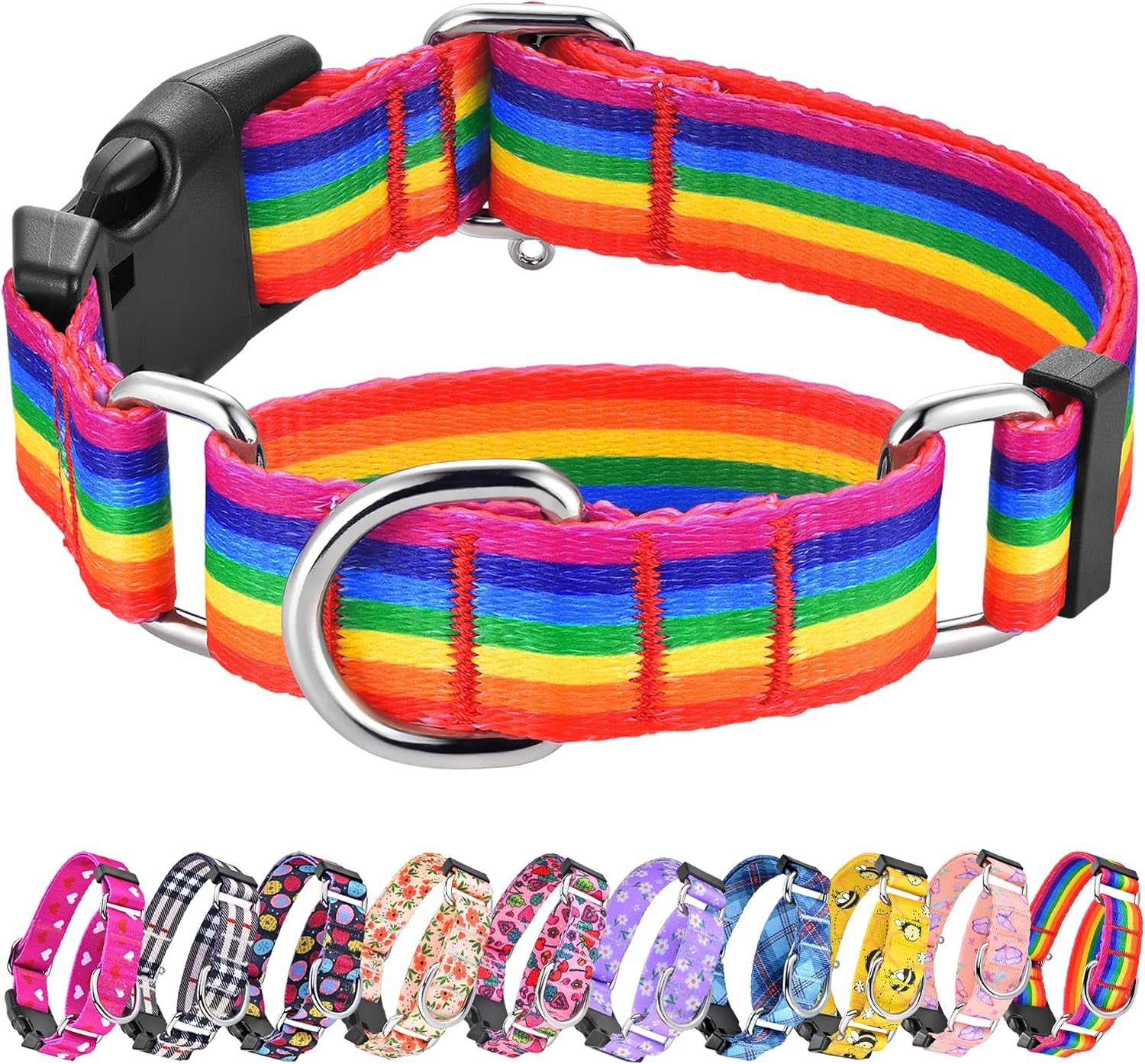 hikiko-martingale-collar-for-dogs-adjustable-soft-nylon-dog-collars-with-cute-patterns-for-small-medium-large-dog-pink-butterfly-medium