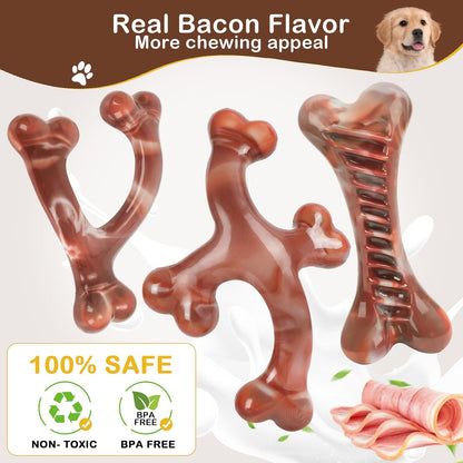 Nougat Dog Chew Toys.3Pack Dog Toys for Aggressive Chewers for Large, Medium & Small Breeds4
