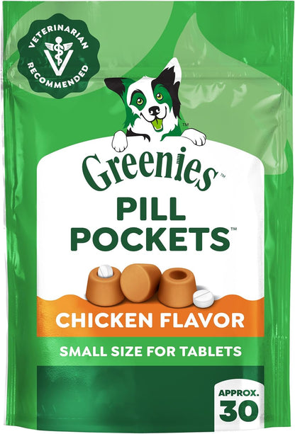 Greenies Pill Pockets Small Dog Treats, Chicken Flavor, 3.2 Oz | Vet-Recommended, Masks Pill Smell & Taste, Easy Pinch-Close Design, Stress-Free Medicating, Tablet Size, 3.2 Oz. Pouch1