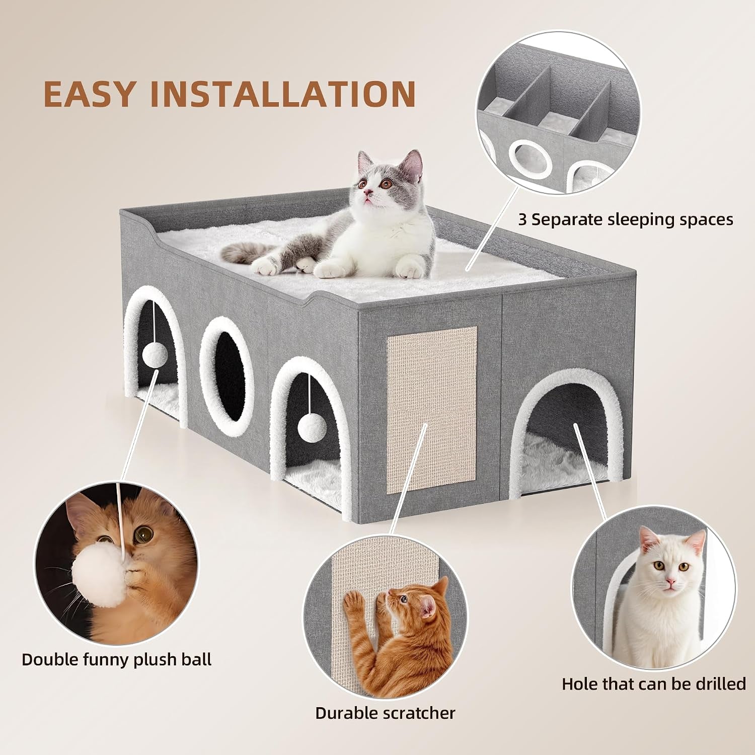 cat-house-for-indoor-with-fluffy-ball-and-scratch-pad-35-foldable-cat-bed-with-removable-divider-3-separate-cat-cave-for-multi-cats-puppy-family