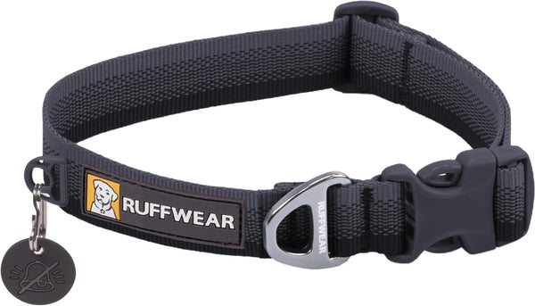Ruffwear, Front Range Dog Collar, Adjustable Tubelok Webbing, Lightweight, Side Release Buckle, Aluminum V-Ring, Durable for Everyday Use, River Rock Green, 14"-20"11