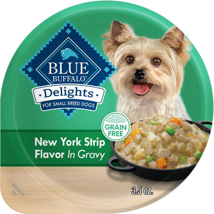 Blue Buffalo Delights Variety Pack Natural Grain Free Wet Dog Food for Small Breed Dogs (Filet Mignon Flavor & New York Strip Flavor) in Gravy with Natural Ingredients, 3.5-Oz. Each (12 Cups)17