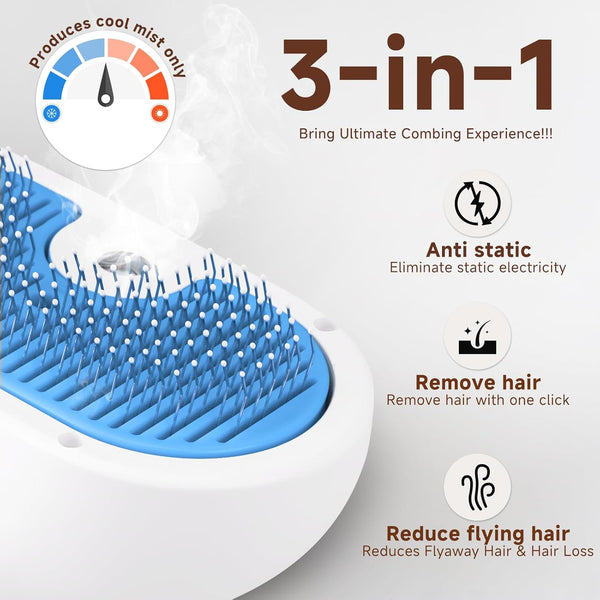 Pet Steam Brush for Dogs & Cats, 3-In-1 Shedding Grooming Tool | Self Cleaning Spray Comb with Mist, Dog Brush for Shedding, Cat Brush for Hair Removal, Long Haired Pets, Waterless Shampoo2