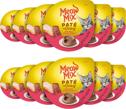 Meow Mix Paté in Gravy Surf N’ Turf Patés Variety Pack, Wet Cat Food, 2.75 Oz Cup, 12 Pack14