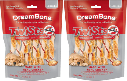 Dreambone Twists Wrapped with Chicken, No-Rawhide Chews for Dogs, 11 Count | Daily Chew, Digests Safely and Completely, Made with Real Protein, Chicken and Veggies, for Adult Dogs3