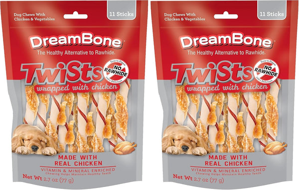 Dreambone Twists Wrapped with Chicken, No-Rawhide Chews for Dogs, 11 Count | Daily Chew, Digests Safely and Completely, Made with Real Protein, Chicken and Veggies, for Adult Dogs3