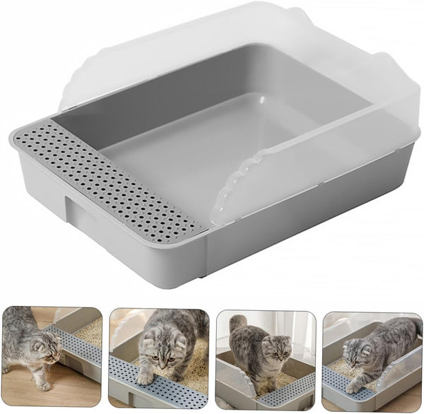 Luxshiny Detachable Small Gray Cat Litter Pan Potty with Anti-Splashing Design Plastic Half-Enclosed Cat Toilet for Kitten Housebreaking8