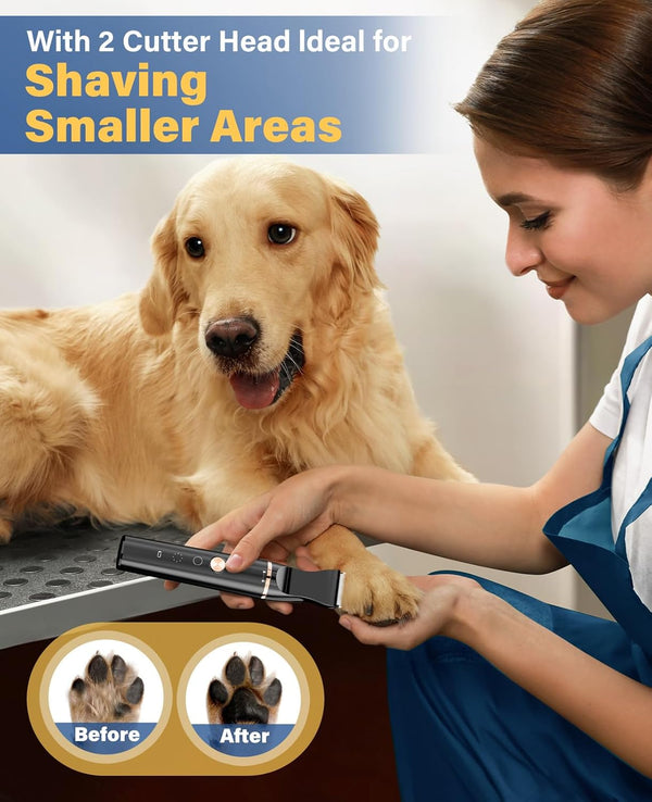 Oneisall Dog Grooming Kit for Thick/Matted Hair with Stainless Steel Blade | Powerful Motor, Dog Clippers+Paw Trimmers, IPX7 Waterproof, Low Noise, Cordless & Long Battery Life4