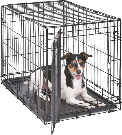 Midwest Homes for Pets 30-Inch Icrate for Medium Breeds, 21-40 Lbs, Single Door Folding Dog Crate with Divider Panel, Leak-Proof Tray & Secure Latch, Portable, Durable & Easy to Assemble1