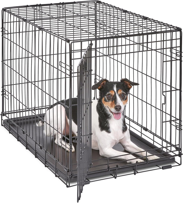Midwest Homes for Pets 30-Inch Icrate for Medium Breeds, 21-40 Lbs, Single Door Folding Dog Crate with Divider Panel, Leak-Proof Tray & Secure Latch, Portable, Durable & Easy to Assemble1