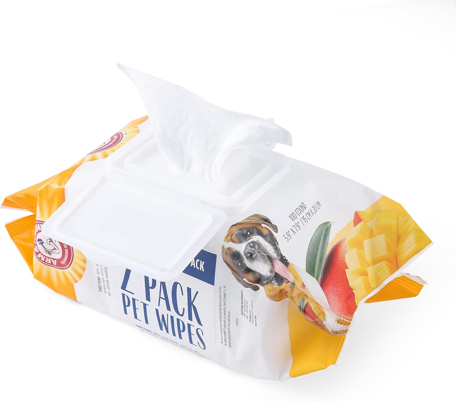 arm-and-hammer-for-pets-heavy-duty-multipurpose-dog-bath-wipes-mango-scent-all-purpose-wipes-remove-odor-and-refresh-your-dog-s-skin-between-baths-100-count-2-pack