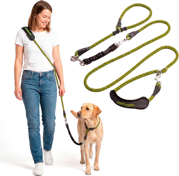 Sparklypets Double Dog Leash for 2 Dogs – Rope Bungee Dual Leash for Medium and Large Breeds with Padded Handles & Tangle Free (Teal, Medium/Large)27