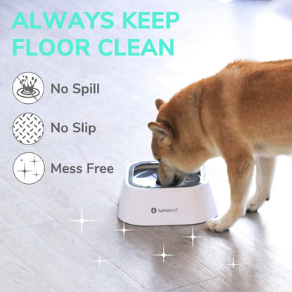 Lumoleaf No Spill Water Bowl for Dogs, Slow Feeder for Messy Drinkers, Drip-Free, Splash-Proof Design (Grey, 35Oz)2