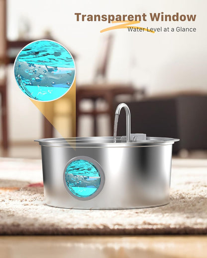 Dog Water Fountain for Large Dogs: 7L/236Oz/1.8G Dog Fountain Stainless Steel - Big Cat Drinking Fountain Indoor - Super Quiet Water Fountain for Dogs inside - for Large Dog Cats & Multi-Pet Home6