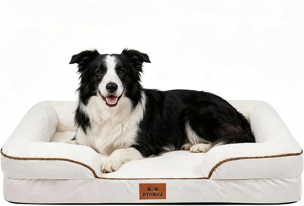 Orthopedic Dog Bed for Medium Dogs - Gel Memory Foam Pet Bed with Waterproof & Washable Cover, Contoured Bolster Design for Dogs & Cats (Grey, 30.0" L X 20.0" W X 6.3" Th)19