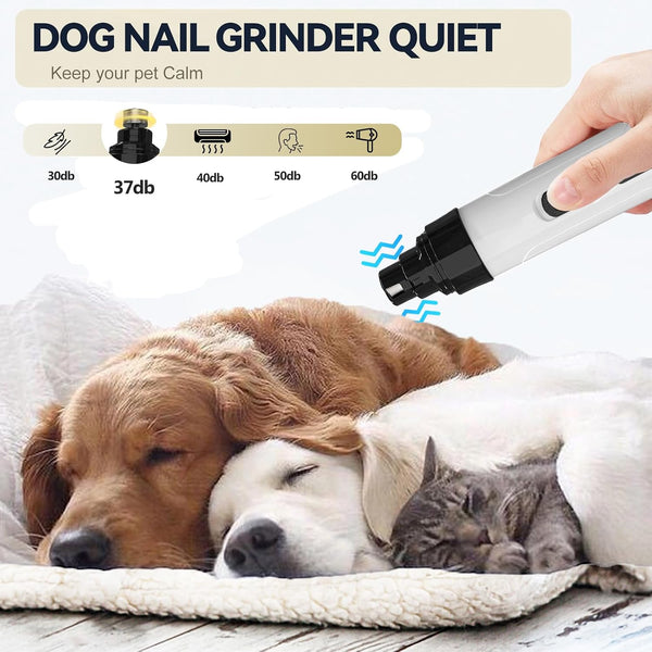 Silent Pet Nail Grinder for Dogs & Cats, 3 Grinding Heads | Professional 2-Speed Rechargeable Dog Nail Trimmer for Small/Medium Dogs & Cats, Painless Paw Grooming3