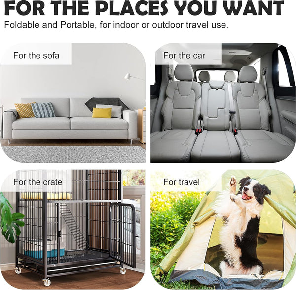 Dog Bed Soft Dog Crate Bed Pad Mat, 42 in Non Slip Bottom Washable Beds for Large Dogs, Pet Bed Mattress Kennel Pad, Dark Blue Gray7