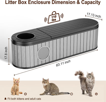 Cat Litter Box Enclosure for Multi-Cat Homes, Hidden Litter Box Furniture for Indoor, Kitty Cabinet with Bench, Easy to Clean, Versatile Design3