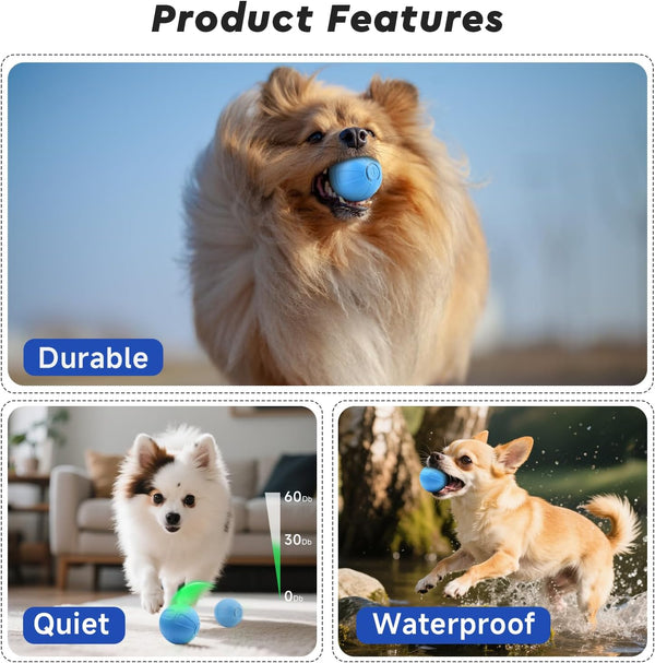 Interactive Small Dog Toy Ball, 2 Inch Smart Jumping Ball for Puppy/Small Dogs, Activated Automatic Bouncing Moving Vibrating, Dog Toy for Small Dogs to Keep Them Busy（Sky Blue）6