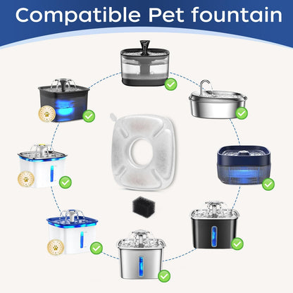 Cat Water Fountain Filter,Pet Fountain Filters Replacement Filters Compatible with Veken 95Oz/2.8L Pet Water Fountain,Contains 4 Cat Fountain Filter Replacement and 4 Sponges2