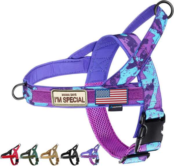 Annchwool No Pull Dog Harness with Soft Padded Handle,Reflective Strip Escape Proof and Quick Fit to Adjust Dog Harness,Easy for Training Walking for Small & Medium and Large Dogs(Brown,L)18