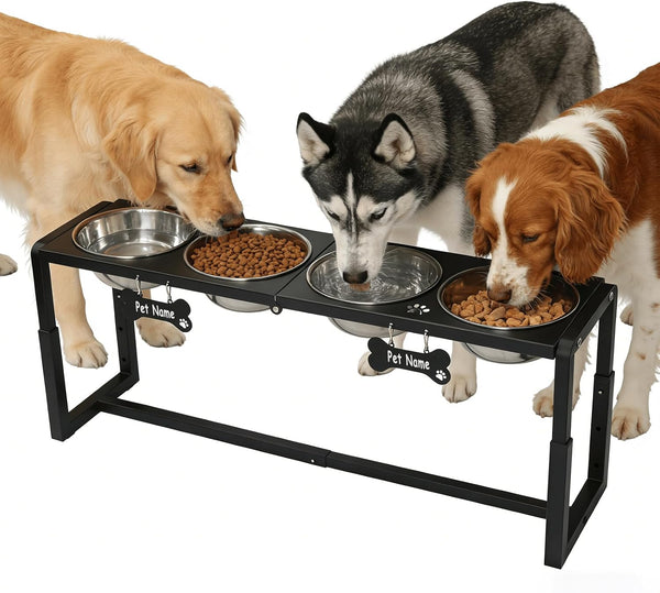 Elevated Dog Bowls, Metal Raised Dog Bowl Stand with 2 Thick 58Oz Stainless Steel Food Bowls & Non-Slip Mat - 11.8" Tall for Medium/Large Breeds14