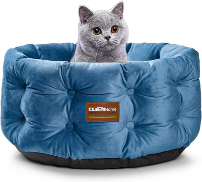 Clevahome Cat Dog Bed for Small Pets up to 15Lbs - round Cat Beds for Indoor Cats, Machine Washable Comfortable Pet Bed for Puppy and Kitten with Non-Slip Bottom (Plum Pink)10
