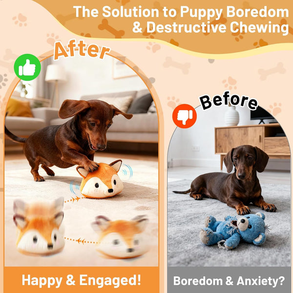 Interactive Fox Puppy Toy for Boredom Relief - Automatic Self-Moving, Bouncing & Vibrating with Sound for Entertainment & Play | Rechargeable & Chew-Resistant for All Breed Sizes3
