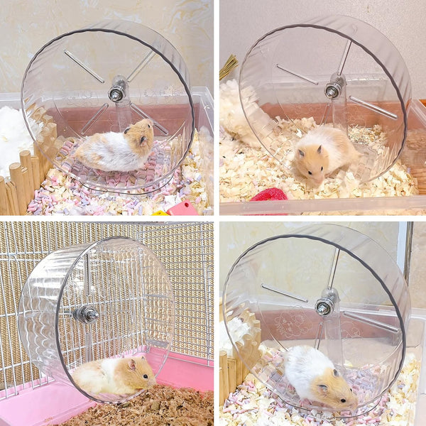 Silent Hamster Exercise Wheel,9.5 Inch Quiet Spinner Syrian Hamster Running Wheel,Silent Wheels with Anti-Skid & Adjustable Stand for Gerbils, Rats, or Other Small Pets,Transparent7