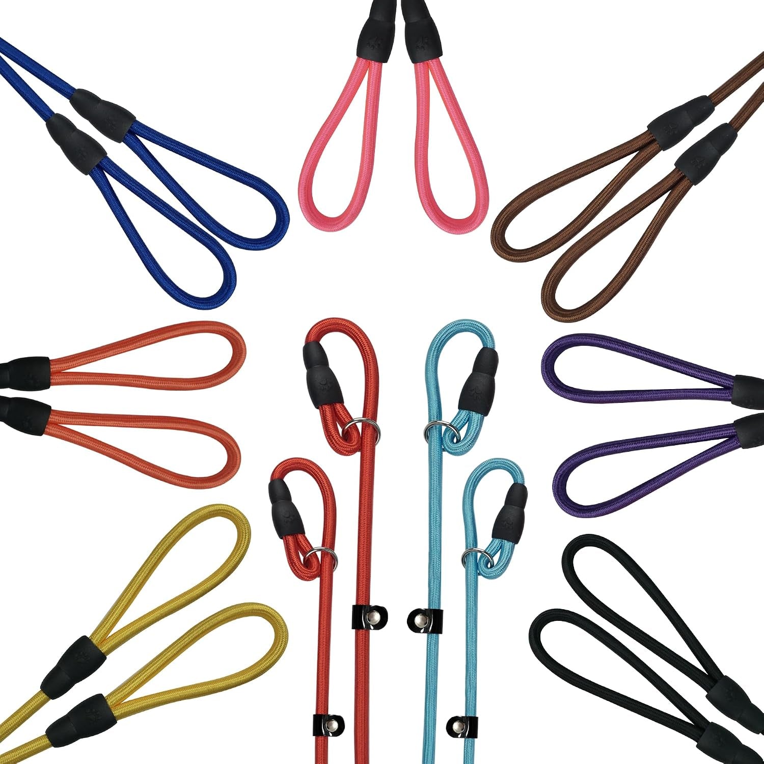 fovrlzse-nylon-dog-leash-5-pack-red-black-blue-brown-purple-4-6ft-training-leash-for-small-to-medium-dogs-10mm-braided-nylon-with-tpu-non-slip-buckle-daily-walking-puppy-training