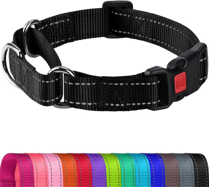 Joytale Martingale Collar for Dogs, Escape Proof No Pull, Hotpink, M | Gentle Cinch Stops Pulling without Choking, Safety Lock Buckle, Reflective Stitching for Night Walks, Soft Nylon7