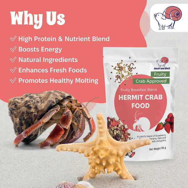 Natural Hermit Crab Food – High-Protein Hermit Food with Real Fruit and Sprouted Grains – 65 G (2.3 Oz) Crab Food for Pet Hermit Crabs by Snout and Shell3