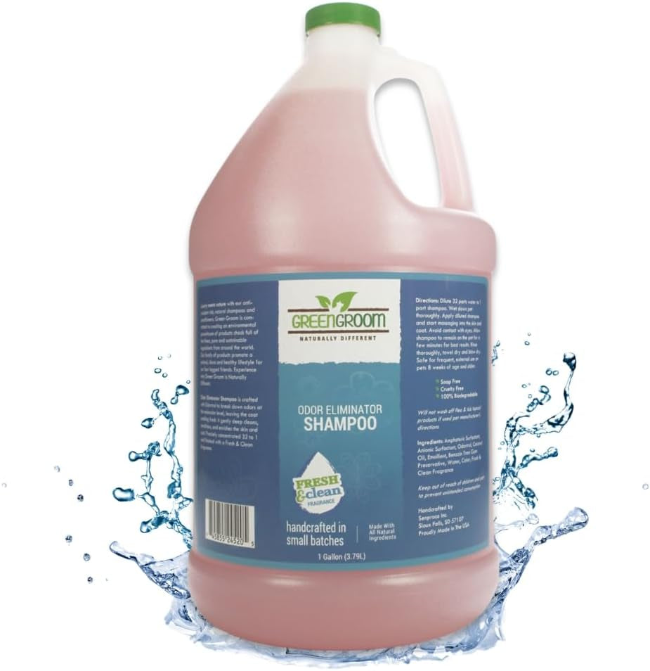 green-groom-pet-odor-eliminator-dog-shampoo-for-smelly-dogs-1-gallon-32-1-concentrate-makes-32-gallons-odortrol-deodorizing-grooming-wash-wet-dog-smell-remover-fresh-scent-natural-antioxidants
