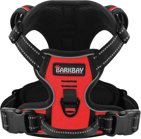 BARKBAY No Pull Pet Harness Dog Harness Adjustable Outdoor Pet Vest 3M Reflective Oxford Material Vest for PINK Dogs Easy Control for Small Medium Large Dogs (L)29