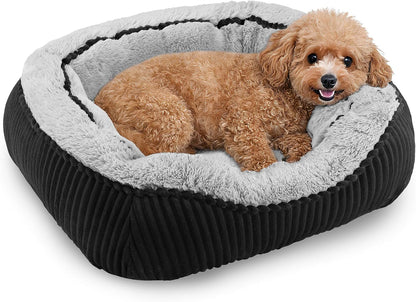 Washable Dog Bed for Small Medium Sized Dogs, Rectangle Small Puppy Cat Dog Beds, Orthopedic Pet Bed, Soft Breathable Calming Pet Sofa Bed Anti-Anxiety with Anti-Slip Buttom, S(20"X19"X6")19