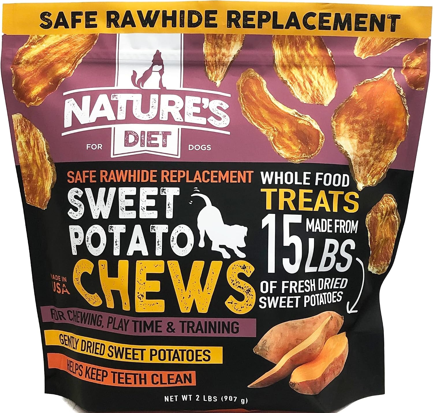 natures-diet-sweet-potato-chews-xl-2lb-bag-safe-rawhide-replacement-natural-treat-training-teeth-healthy-snack-for-dogs